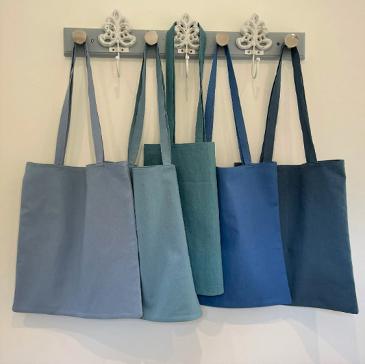 Blue Linen Market Bags