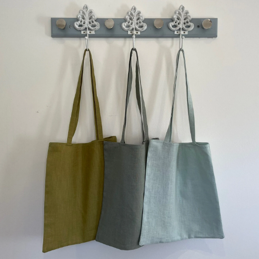 Green Linen Market Bags