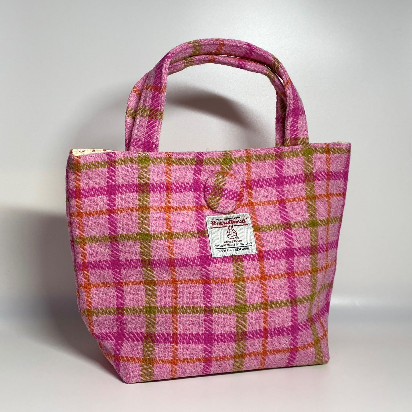 Pink, Green and Orange Harris Tweed Handbag
