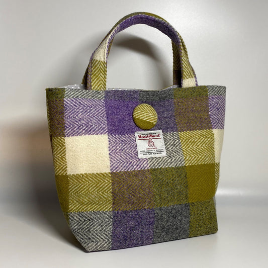 Green, Grey and Purple Harris Tweed Handbag