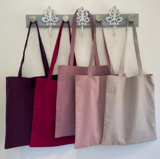 Pink Linen Market Bags